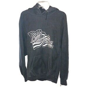 Steve & Barry’s Vintage Men’s Large Heavyweight Hoodie Embroidered Black White A